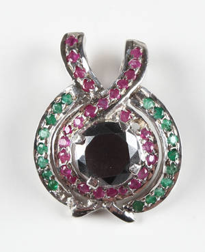 Diamant-, rubin- og smaragd vedhæng af sterling sølv