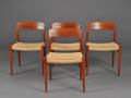 Niels O. Møller, spisestole, teaktræ, model 75 4 