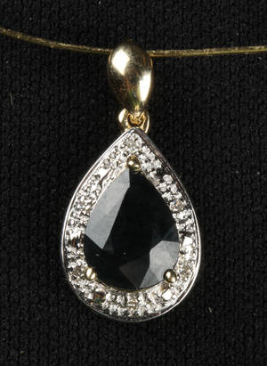 Safir- og diamant vedhæng 