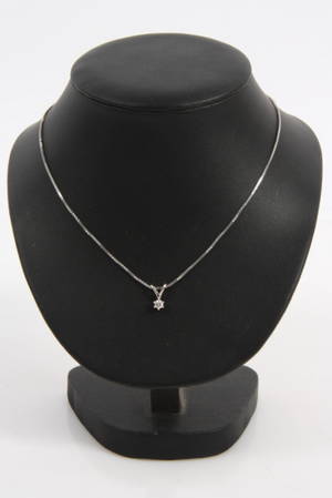Brillantvedhæng, ca. 0.17 ct med kæde, 14 kt hvidguld 2