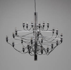 Gino Sarfatti, loftlysekrone, forkromet stål. 
