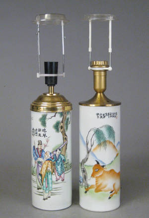 Par kinesiske bordlamperbrudevaser af porcelæn, 1900-tallet 