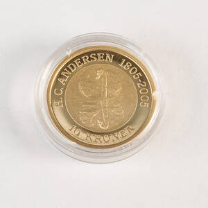 Danmark. 10 kroner H.C. Andersen guldmønt eventyrserien Den Grimme Ælling