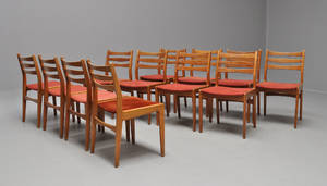 Slagelse Møbelværk. 12 stk. spisestuestole i eg. 12