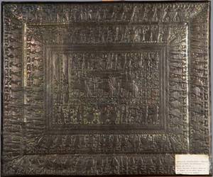 Relief af messing, Elefantoptoget på ceylon.1900-tallet