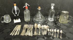 Parti Glas  Bestick Äldre Trägubbe mm