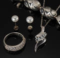 Smykkesæt i sterlingsølv, Ring, collie, armbånd, ørestikker 4