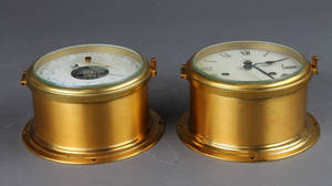 Schatz. Skibsur samt barometer, messing 2