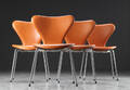 Arne Jacobsen. Fire syverstole model 3107, cognacfarvet læder 4 Denne vare er sat til omsalg under nyt varenummer 4609318