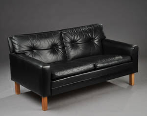 To-personers sofa af læder 