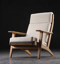 Hans. J. Wegner. Højrygget lænestol GE290A i eg 