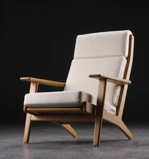 Hans. J. Wegner. Højrygget lænestol GE290A i eg 