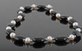 Polished onyx  fresh water pearl necklace