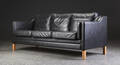 Tre-pers. sofa, sort læder 
