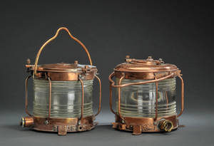 To skibslanterner af messing og kobber 2
