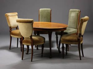 Salonbord samt stole, mahogny 6