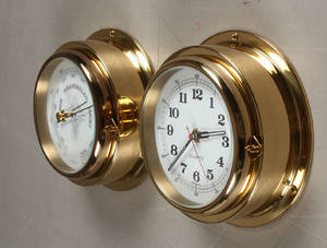 Skibsur samt barometer, messing 2