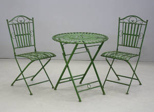 Trädgårdsgrupp bord och 2 stolar i järnsmide 3
