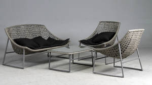 Havemøbelsæt, gråt polyrattan 4