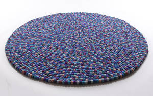 Rug Balls Blue, tæppe af new zealandsk uld Ø 140 cm.