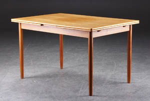 Spisebord med hollandsk udtræk, teak, dansk møbelproducent