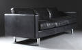 Tre-pers. sofa, sort læder