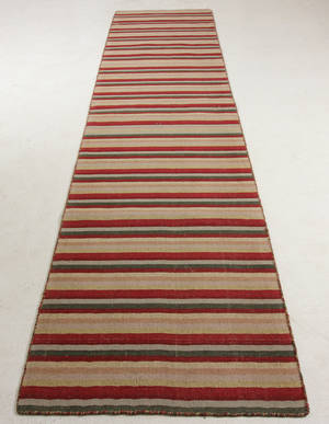 Orientalisk flatvävd matta, modern art Kelim 395x86 cm