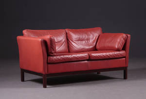 Dansk Møbelproducent. Topers. sofa, rødt læder