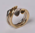 Georg Jensen to-delt Heart ring af 18 kt. guld og sterling sølv