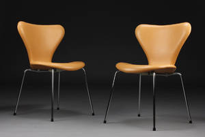 Arne Jacobsen, 7er stole, lysebrunt skind 2