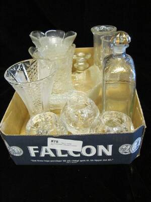 DIV GLASVASER, SKÅLAR O KARAFF MM