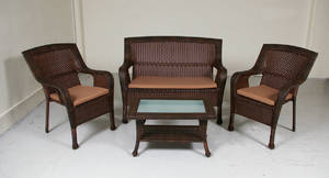 Trädgårdsmöbler, konstrotting, Soffa, bord, fåtöljer, 112, lösa dynor 3st