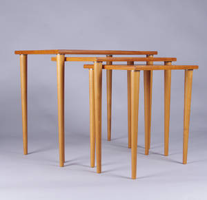 Satsbord, tre delar, teak, 1900-talets mitt