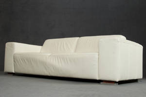 3-Sitzer Sofa, beige-weißer Lederbezug