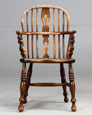 Windsorstol i mørkbejdset eg, 1900 tallet