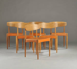 Dansk møbelproducent. Seks stole af eg 6