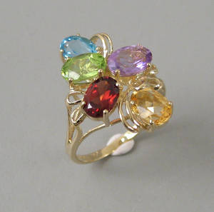 Multicolour ring af guld