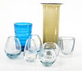 Samling glasvaser, bla. Holmegaard 8