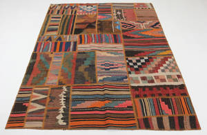 Patchwork - persisk tæppe. 200x147 cm.