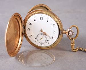 Dobbeltkapslet lommeur 14 kt