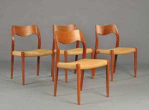 Hovmand Olsen. Fire stole af teaktræ, model 714