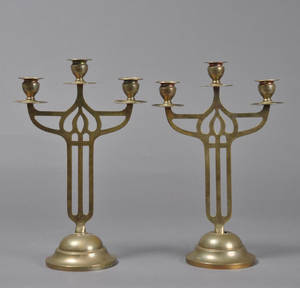 Par lysestager fra 1900-tallet, messing. 2