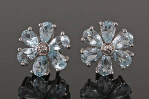 Topaz  diamond earrings approx. 0.02ct 2. 