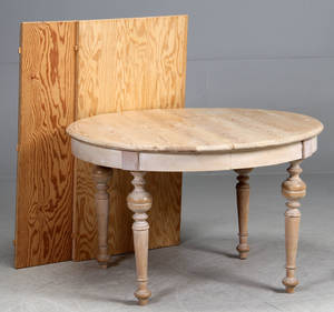 Cirkulært spisebord m. udtræk, sæbebehandlet fyrretæ, 1800-tallet 3