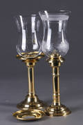 To petroleumsbordlamper, messing. 2