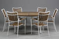 Daneline Havemøbler. Rundt havebord samt seks armstole, artwood