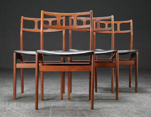 Fire stole, teak og sort skai, dansk møbelproducent 4