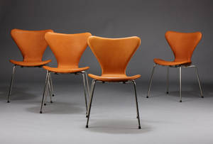 Arne Jacobsen. 7er stole, cognacfarvet anilin læder 4