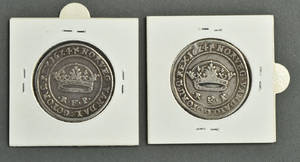 Danmark. 2 stk. 1 krone 1624 sølvmønter