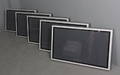 Panasonic, fem infoskærme med fjernbetjening m.m